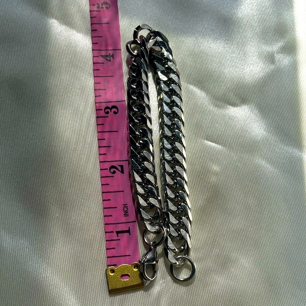 *New*Men's Silver Titanium Chain Bracelet - Picture 3 of 7